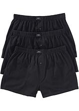 Optional[Lockere Jersey Boxershorts aus Baumwolle (3er Pack) in schwarz von vorne - bonprix]