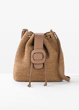 Beuteltasche in Strohoptik in beige - bonprix