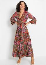 Maxikleid aus fließender Viskose in grün von vorne (Totalaufnahme) - bonprix