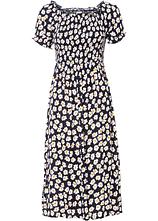 Midikleid aus reiner Viskose in blau von vorne - bonprix