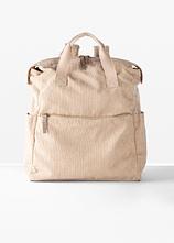 Rucksack in Cordoptik in beige von vorne - bonprix