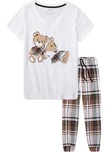 Optional[Pyjama aus reiner Bio-Baumwolle in weiß von vorne - bonprix]