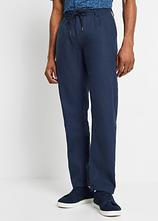 Relaxed Fit Schlupf-Hose aus luftigem Leinen-Mix, Straight in blau von vorne - bonprix