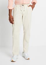 Relaxed Fit Schlupf-Hose aus luftigem Leinen-Mix, Straight in beige von vorne - bonprix