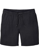 Musselin-Shorts aus reiner Baumwolle, Regular Fit in schwarz von vorne - bonprix
