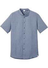 Kurzarmhemd aus Musselin in Regular Fit in blau von vorne - bonprix