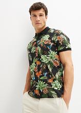 Piqué-Poloshirt aus reiner Baumwolle in schwarz von vorne (im Anschnitt) - bonprix