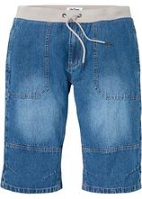 Optional[Leichte Long Schlupf-Jeans-Bermuda mit Komfortbund, Relaxed Fit in blau von vorne - bonprix]