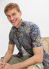 Kurzarmhemd aus Baumwolle in Regular Fit in blau (Detailaufnahme) - bonprix