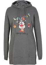 Long-Sweatshirt mit Seitenschlitz und Kapuze