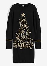 Optional[Strickkleid mit Weihnachtsmotiv in schwarz von vorne - bonprix]