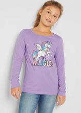 Langarmshirt aus reiner Bio-Baumwolle (2er Pack) in lila von vorne (im Anschnitt) - bonprix