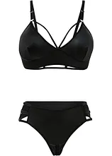 Bustier und String ouvert mit Wetlook (2-tlg.Set)
