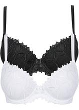 Schalen-BH mit zarter Stickerei (2er Pack) in schwarz von vorne - bonprix
