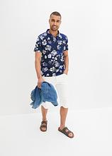 Jersey-Poloshirt aus reiner Bio-Baumwolle in blau im Look von vorne (Totalaufnahme) - bonprix