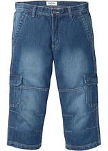 Optional[Regular Fit 3/4 Stretch-Cargojeans, Straight in blau von vorne - bonprix]