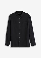 Langarmhemd aus Musselin in Regular Fit in schwarz von vorne - bonprix