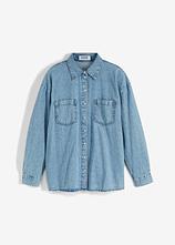 Jeanshemd, Oversized in blau von vorne - bonprix