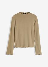 Optional[Geripptes Langarmshirt in grün von vorne - bonprix]