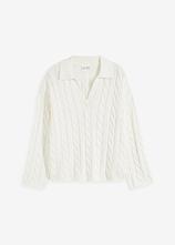 Oversize Pullover aus weichem Kaschmir-Mix in weiß von vorne - bonprix