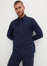 Optional[Flanell-Langarmhemd aus reiner Baumwolle in blau von vorne (im Anschnitt) - bonprix]