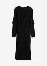 Strickkleid aus fließendem Viskose-Mix in schwarz von vorne - bonprix