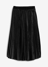 Optional[Plissée-Rock aus softem Samt in schwarz von vorne - bonprix]