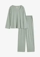 Pyjama mit weiter Hose aus Viskose in Strickoptik