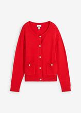 Optional[Feinstrickjacke aus Baumwoll-Mix in rot von vorne - bonprix]