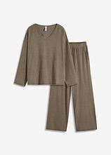 Optional[Oversized Loungewear Hausanzug aus weicher Rippe in braun von vorne - bonprix]