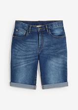 Stretch-Jeans-Bermuda mit verstellbarem Bund, Slim Fit in blau von vorne - bonprix