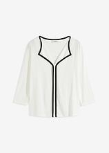 Shirt mit Kontrastblende in weiß von vorne - bonprix