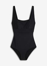 Medium Shape-Badeanzug mit eckigem Ausschnitt in schwarz von vorne - bonprix