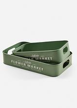 Deko-Tablett (2-tlg. Set) in grün von vorne - bonprix