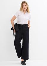 Weite Hose aus reiner Baumwolle, High Waist in schwarz im Look von vorne (Totalaufnahme) - bonprix