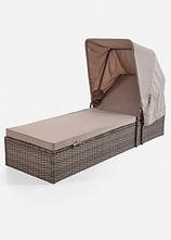 Gartenliege mit Sonnendach in grau von vorne - bonprix