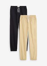 Regular Fit Schlupfhose aus reiner Baumwolle (2er Pack) in schwarz von vorne - bonprix