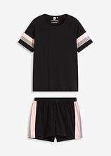 Optional[Jersey Shorty aus reiner Baumwolle in schwarz von vorne - bonprix]