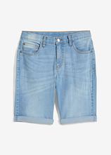 Stretch-Jeans-Bermuda mit verstellbarem Bund, Slim Fit in blau von vorne - bonprix