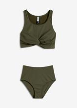 Bustier-Bikini in Wickeloptik (2-tlg.Set) in grün von vorne - bonprix