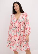 Tunika-Kleid mit ausgestelltem Rockteil in beige von vorne (Totalaufnahme) - bonprix