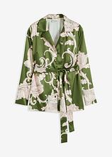 Bluse aus fließendem Satin in grün von vorne - bonprix