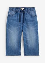 Schlupf-Jeans-Longbermuda, Slim Fit in blau von vorne - bonprix
