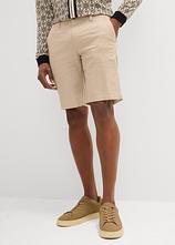 Regular Fit Chino-Bermuda aus luftigem Leinen-Mix in beige von vorne - bonprix