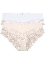 Panty mit feiner Spitze (2er Pack) in weiß von vorne - bonprix