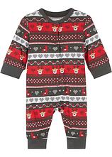 Baby Weihnachts-Strampler aus reiner Bio-Baumwolle in grau von vorne - bonprix
