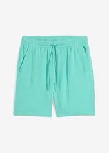 Musselin-Shorts aus reiner Baumwolle, Regular Fit in grün von vorne - bonprix