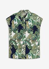 Optional[bedruckte Bluse aus fließender Viskose in blau von vorne - bonprix]