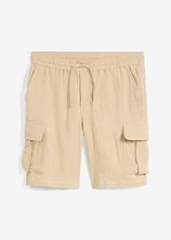 Regular Fit Bermuda aus luftigem Musselin in beige von vorne - bonprix