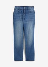 Loose-Fit Stretch-Jeans mit verstellbarem Bund, Straight in blau von vorne - bonprix